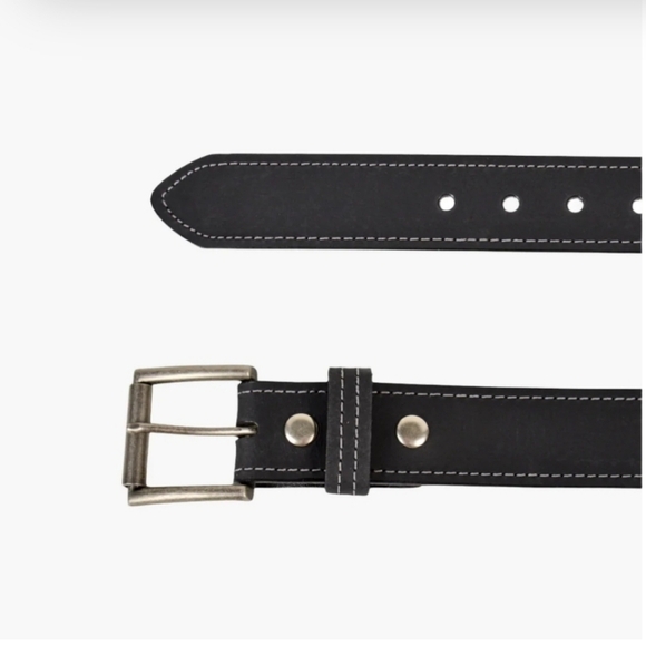 Lejon Men's Bison Leather Black Belt Made In America Sz 48 Western Cowboy Rustic - Picture 2 of 9
